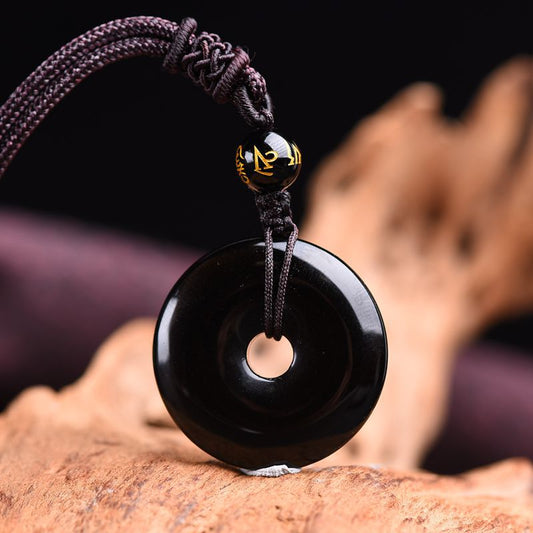 Tibet Obsidian Protection Necklace Pendant - Fortune & Karma