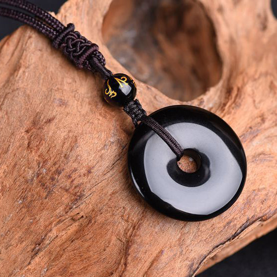 Tibet Obsidian Protection Necklace Pendant - Fortune & Karma