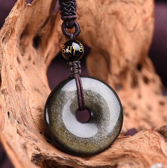 Tibet Obsidian Protection Necklace Pendant - Fortune & Karma