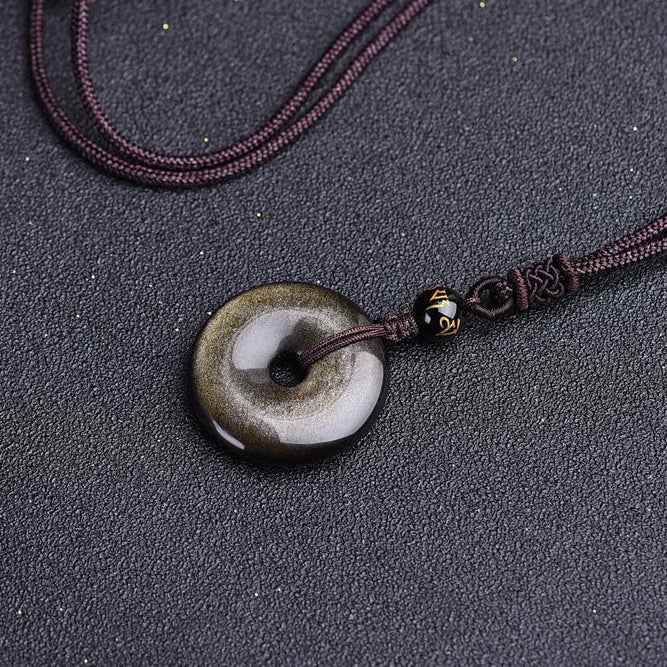 Tibet Obsidian Protection Necklace Pendant - Fortune & Karma