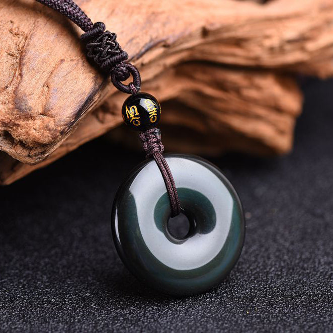 Tibet Obsidian Protection Necklace Pendant - Fortune & Karma