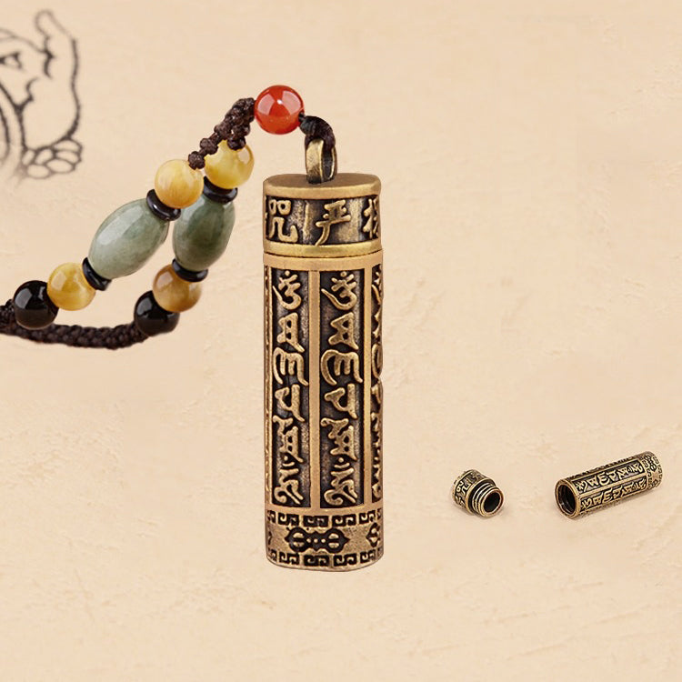 Tibet Om Mani Padme Hum Agate Shurangama Sutra Protection Necklace Pendant - Fortune & Karma