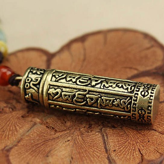 Tibet Om Mani Padme Hum Agate Shurangama Sutra Protection Necklace Pendant - Fortune & Karma