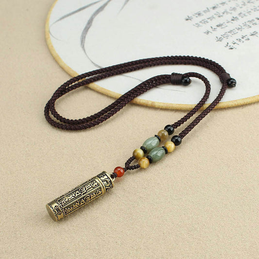 Tibet Om Mani Padme Hum Agate Shurangama Sutra Protection Necklace Pendant - Fortune & Karma