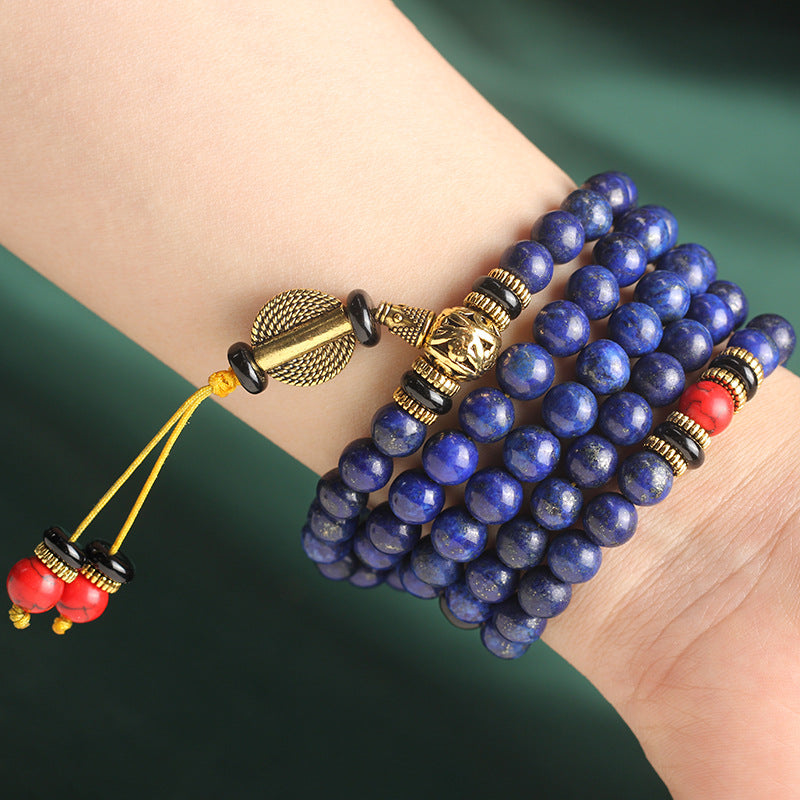 Tibetan Mala Lapis Lazuli Positive Necklace Bracelet - Fortune & Karma