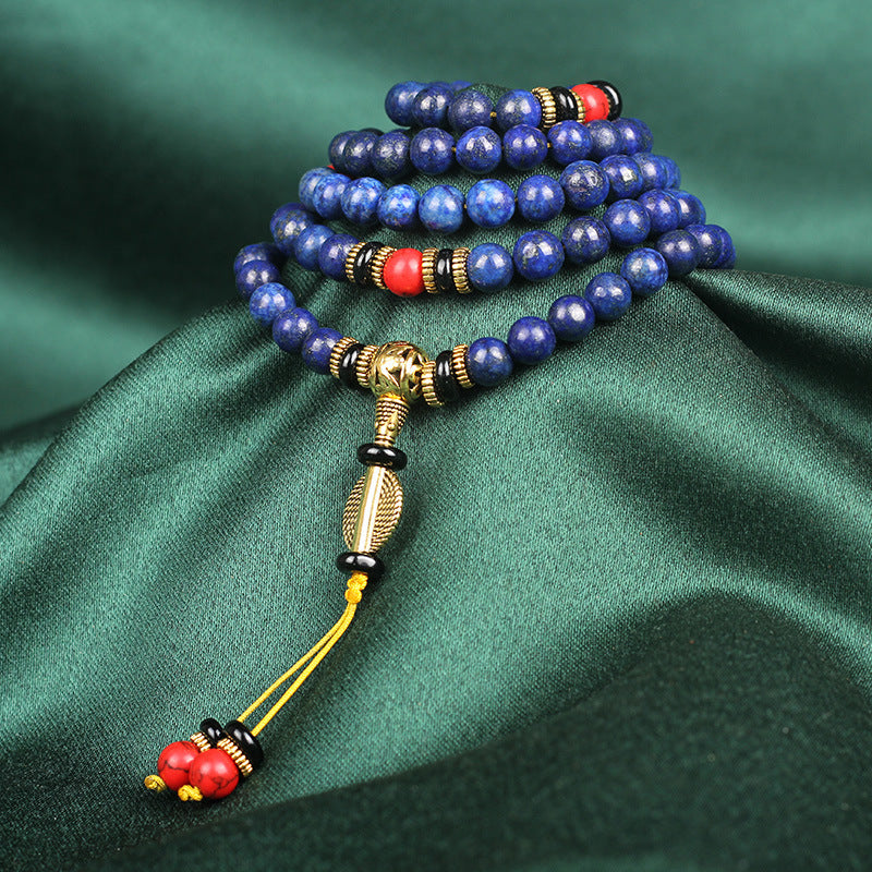 Tibetan Mala Lapis Lazuli Positive Necklace Bracelet - Fortune & Karma