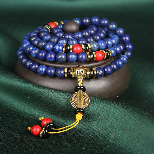 Tibetan Mala Lapis Lazuli Positive Necklace Bracelet - Fortune & Karma