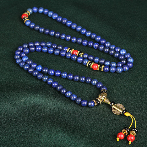Tibetan Mala Lapis Lazuli Positive Necklace Bracelet - Fortune & Karma