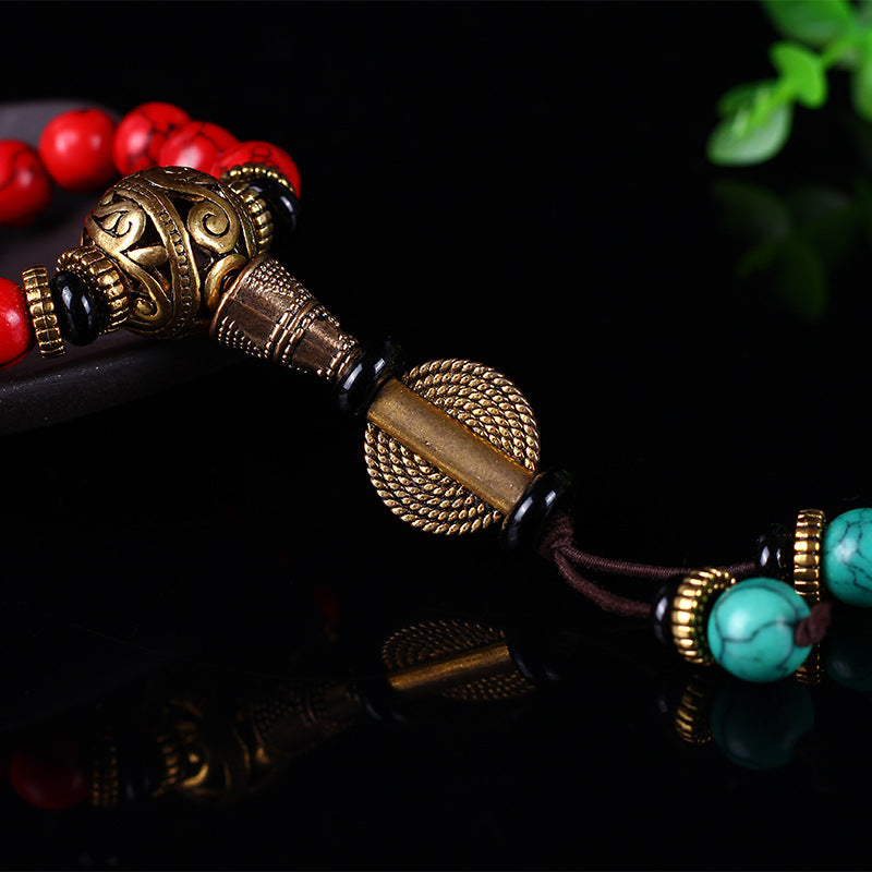 Tibetan Mala Red Turquoise Lucky Necklace Bracelet - Fortune & Karma