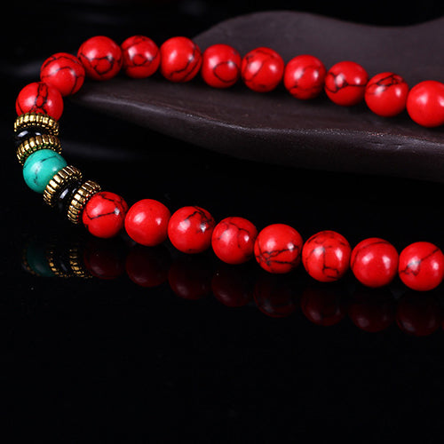 Tibetan Mala Red Turquoise Lucky Necklace Bracelet - Fortune & Karma