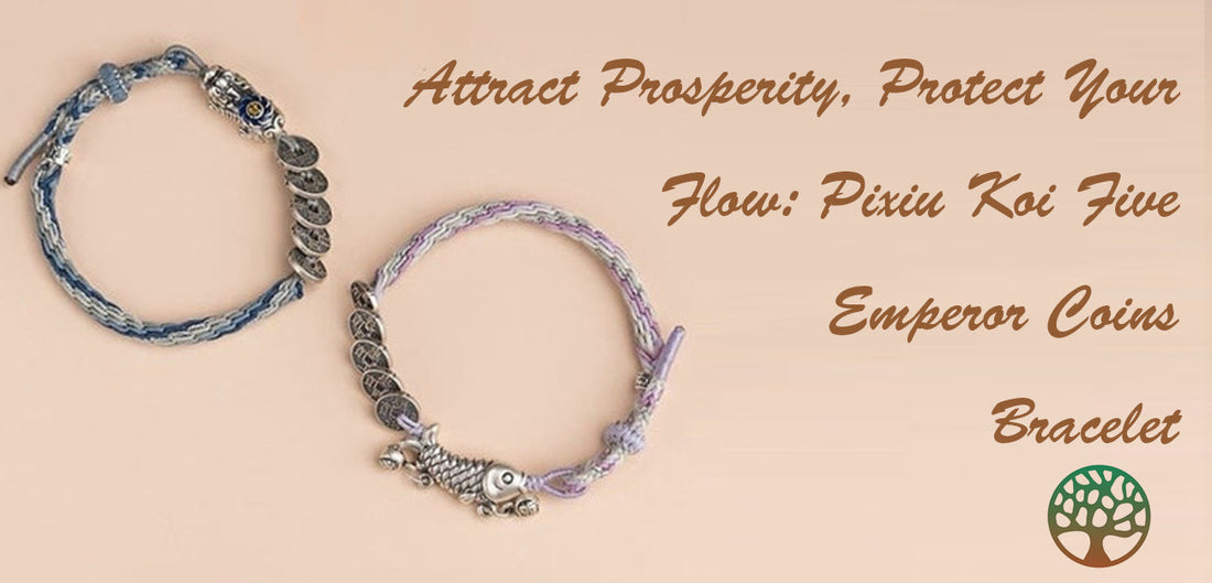 Attract Prosperity, Protect Your Flow: Pixiu Koi Five Emperor Coins Bracelet