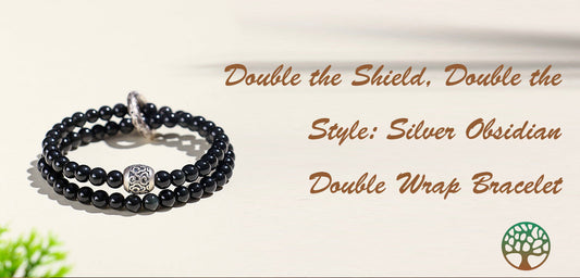 Double the Shield, Double the Style: Silver Obsidian Double Wrap Bracelet