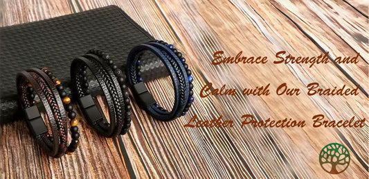Embrace Strength and Calm with Our Braided Leather Protection Bracelet