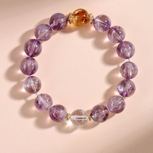 Purple natural amethyst beaded bracelet from Fortune & Karma
