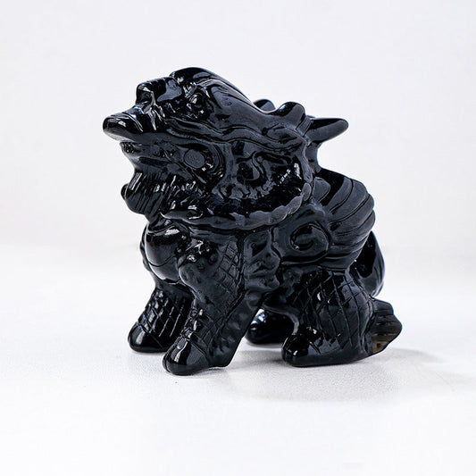 Black obsidian feng shui lucky Kirin (qilin) ornament