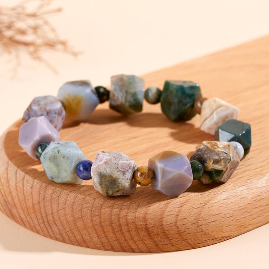 Natural sea-blue ocean chalcedony Peace Bracelet from Fortune & Karma, a calming crystal bracelet for stress relief