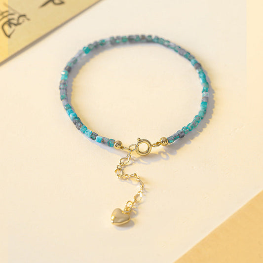 Tiny natural crystal harmony bracelet collection featuring sunstone and other gemstones