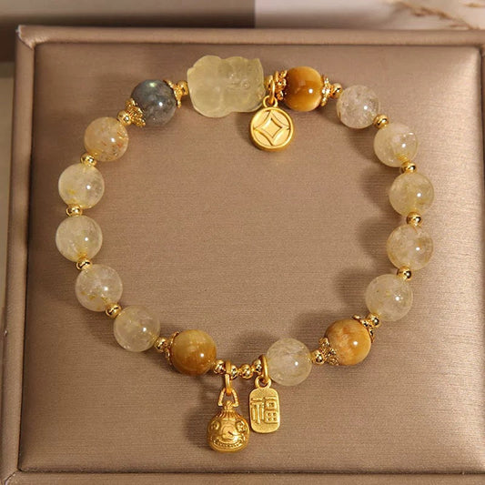 Tiger's eye crystal bead bracelet from Fortune & Karma, ready to be cleansed and recharged