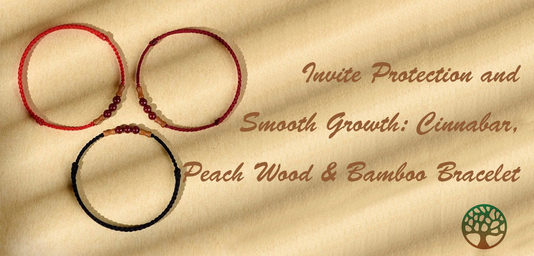 Invite Protection and Smooth Growth: Cinnabar, Peach Wood & Bamboo Bracelet