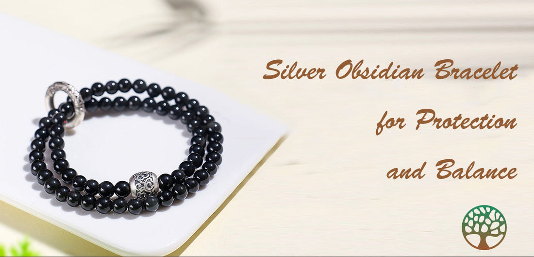 Silver Obsidian Bracelet for Protection and Balance
