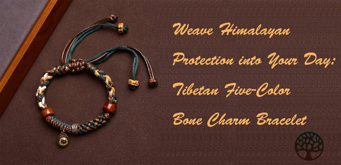 Weave Himalayan Protection into Your Day: Tibetan Five-Color Bone Charm Bracelet