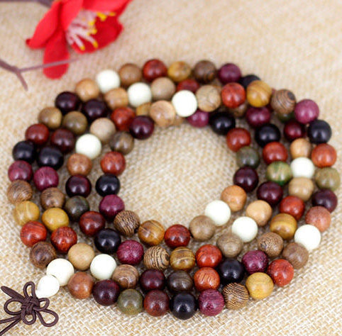 108 Beads Wenge Wood Mala Blessing Meditation Necklace Bracelet - Fortune & Karma