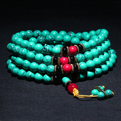 Tibetan Turquoise Healing Mala Necklace Bracelet - Fortune & Karma