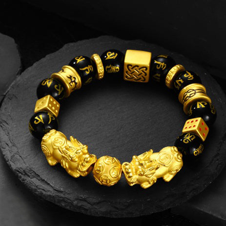 Gold-Plated Double Pixiu Bracelet - Extreme Wealth & Protection - Fortune & Karma