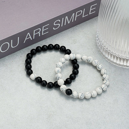 Black & White Distance Bracelets Bundle - For Couples - Fortune & Karma