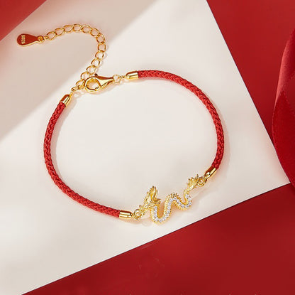 Golden Dragon Luck Red Rope Chain Bracelet - Fortune & Karma