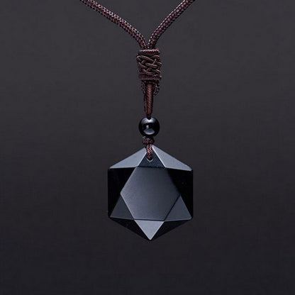 Black Obsidian Talisman Necklace - Fortune & Karma