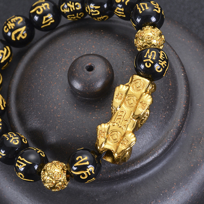 Feng Shui Pixiu Black Obsidian Wealth Bracelet - Attract Wealth - Fortune & Karma