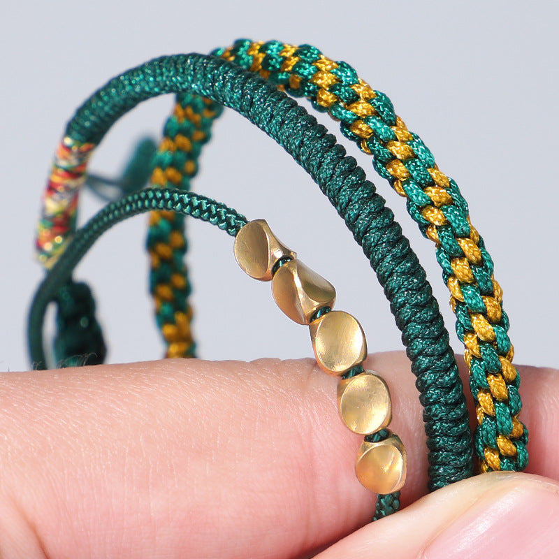 3-Piece Tibetan Copper Beads Healing Protection Luck Bracelet Set - Fortune & Karma