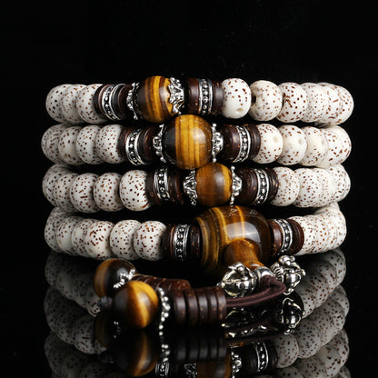 Handmade Tibetan Tiger Eye Bodhi Seed Peace Necklace Bracelet - Fortune & Karma