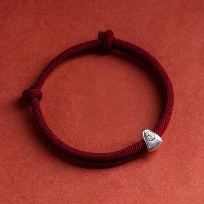 925 Sterling Silver Fu Character Blessing Handmade Braided Bracelet - Fortune & Karma