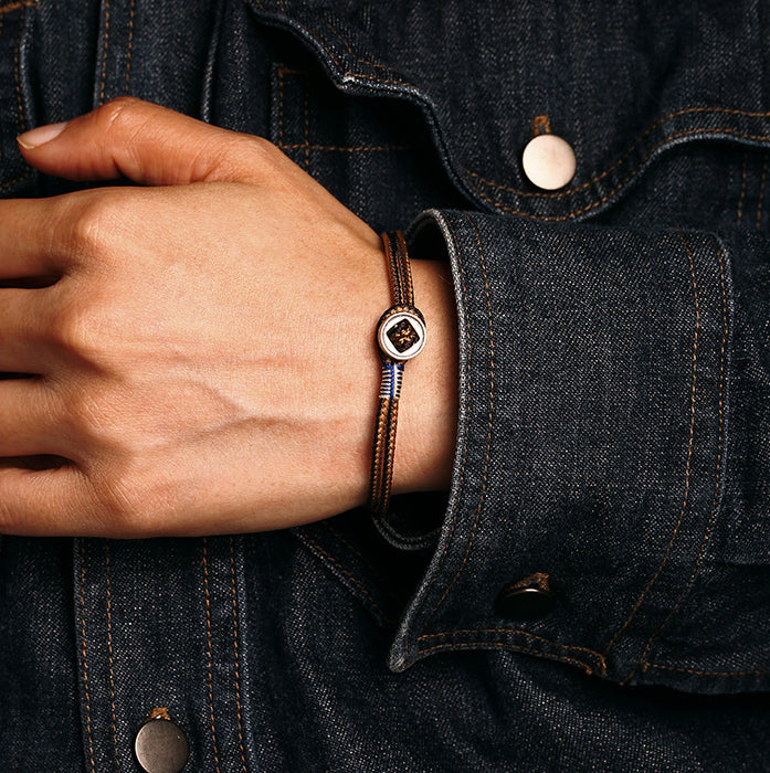 925 Sterling Silver Handmade Button Protection Weave String Bracelet - Fortune & Karma