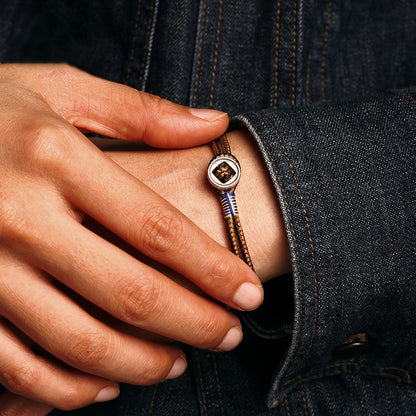 925 Sterling Silver Handmade Button Protection Weave String Bracelet - Fortune & Karma