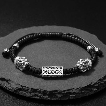 999 Silver Pixiu Mantra Bracelet