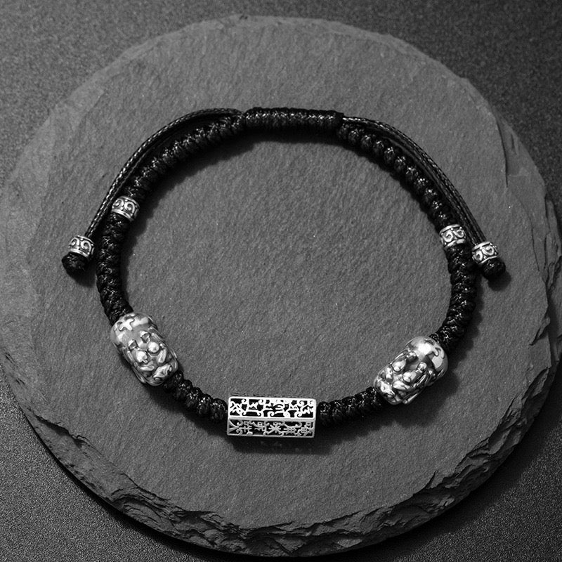 999 Silver Pixiu Mantra Bracelet