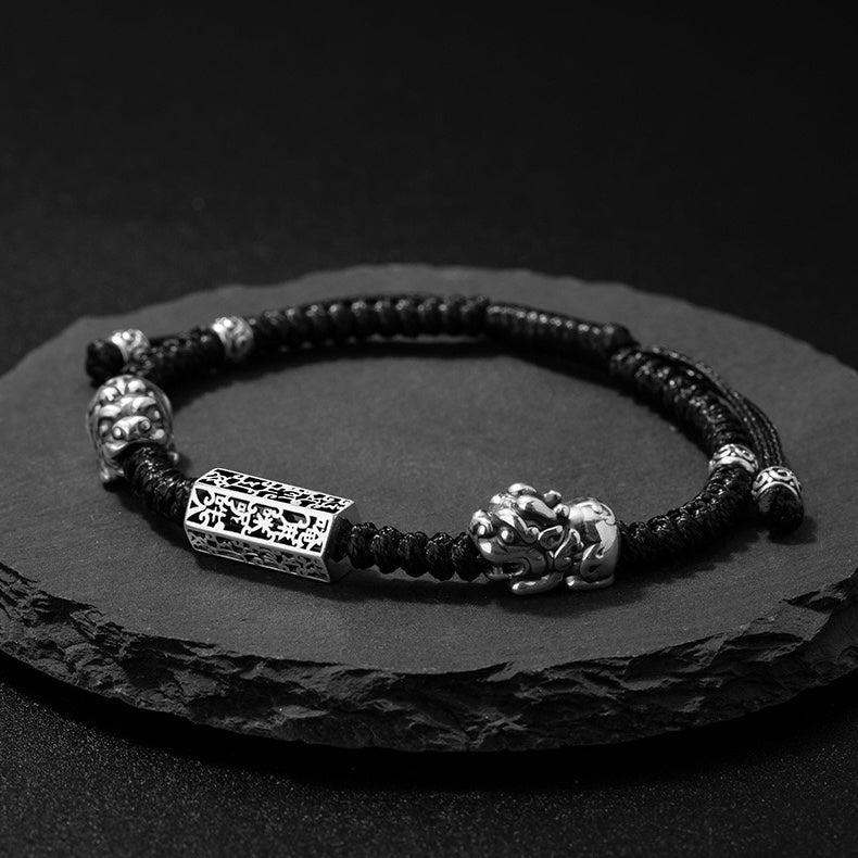 999 Silver Pixiu Mantra Bracelet