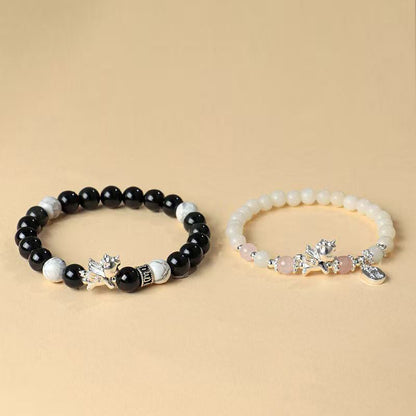 Fortune & Karma 999 Sterling Silver Pegasus Obsidian & Bodhi Seed Strength Bracelet