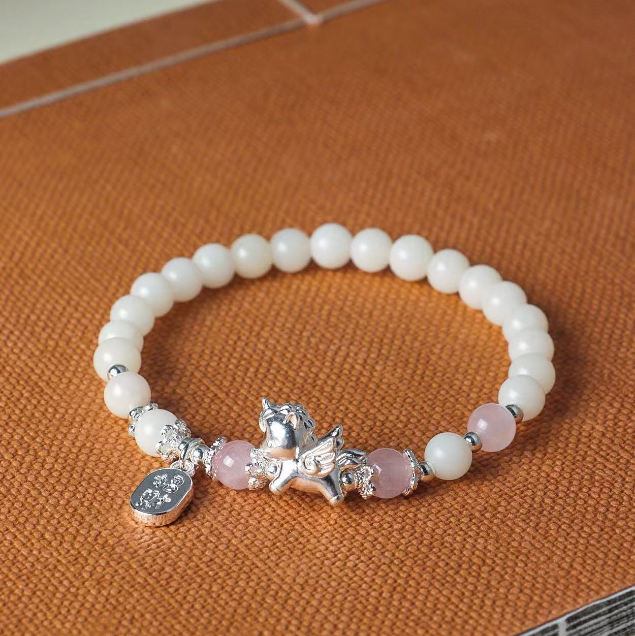 Fortune & Karma 999 Sterling Silver Pegasus Obsidian & Bodhi Seed Strength Bracelet