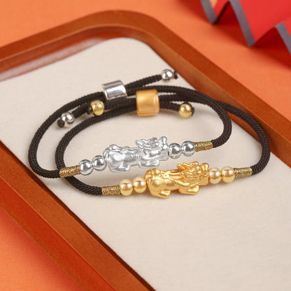 Adjustable Fortune Pixiu String Bracelet