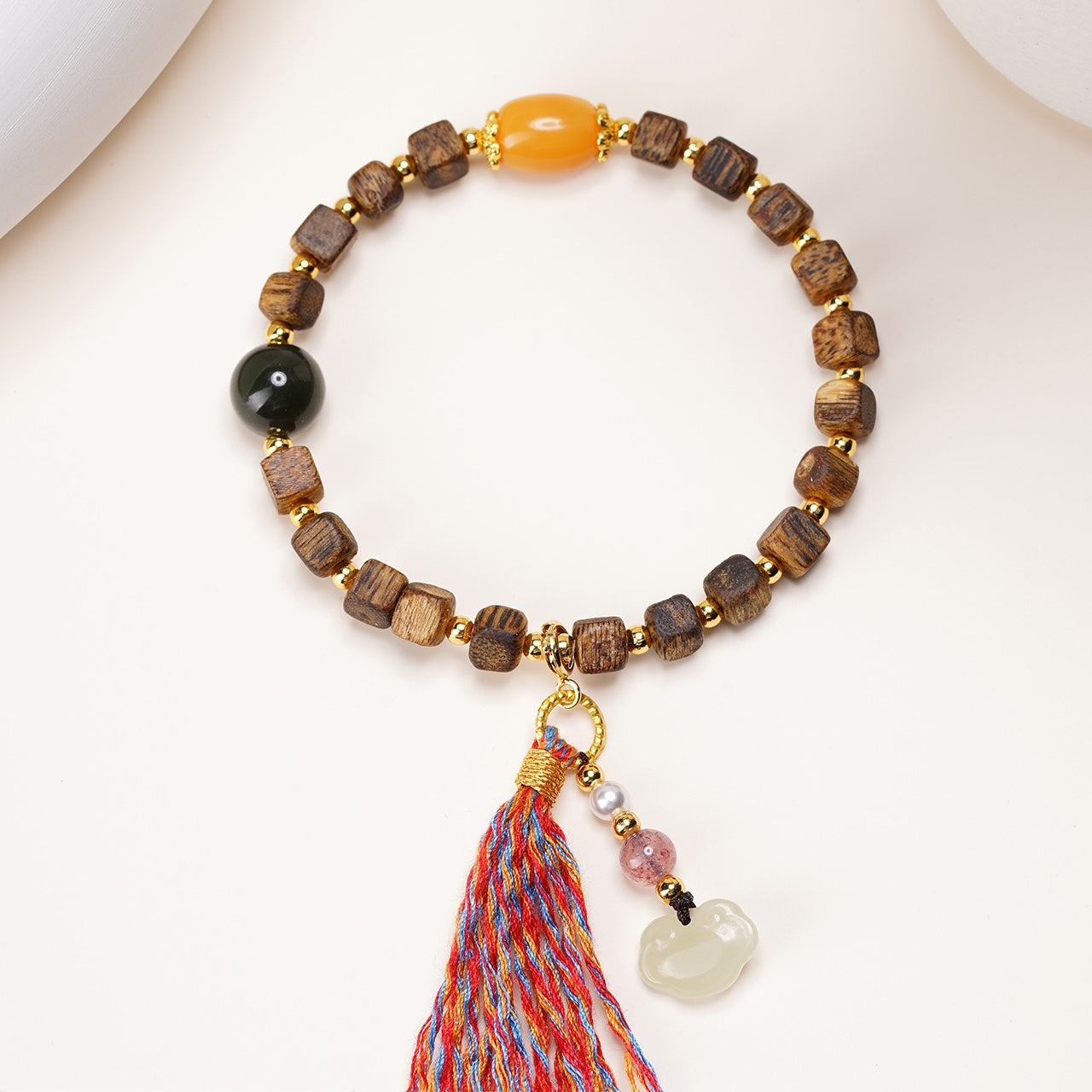 Agarwood Amber Jade Blessing Bracelet