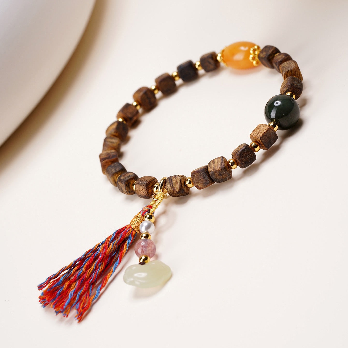 Agarwood Amber Jade Blessing Bracelet