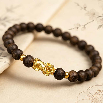 Agarwood Pixiu Wealth Guardian Bracelet