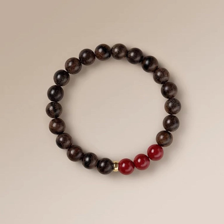 Fortune & Karma Agarwood & Cinnabar Peace Bracelet