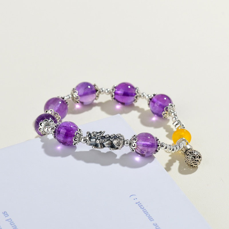 Amethyst Pixiu Money Bag Bracelet