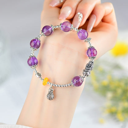 Amethyst Pixiu Money Bag Bracelet