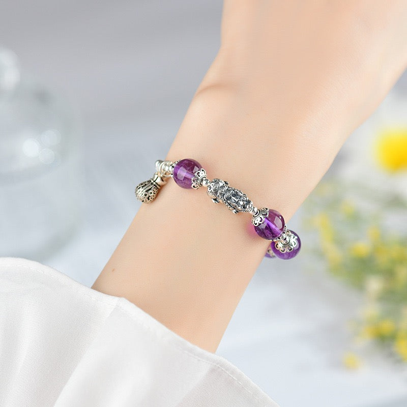 Amethyst Pixiu Money Bag Bracelet